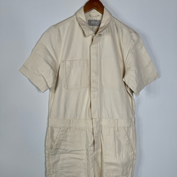 Everlane The Short Sleeve Denim Overall in Cream Size 8 - Picture 4 of 7